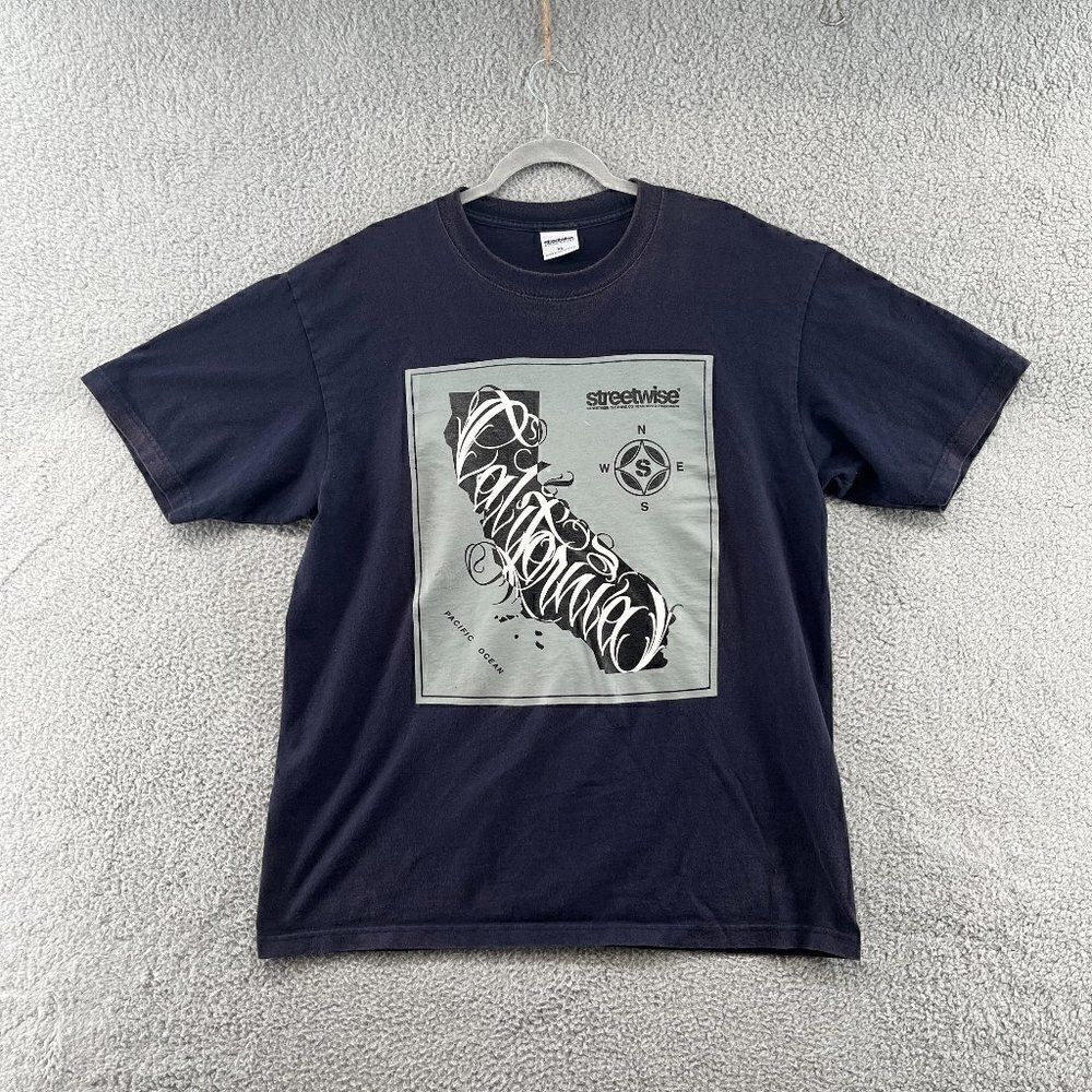 Streetwise Clothing Cali Script T-Shirt in navy Streetwear mens XL
